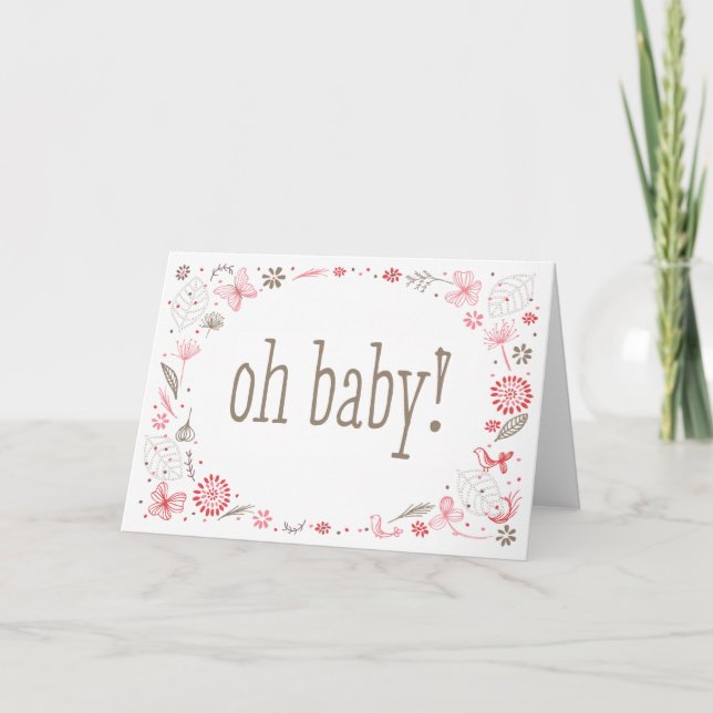 Oh Baby Softly blüht Pink Nature Bouquet Dankeskarte (Vorderseite)