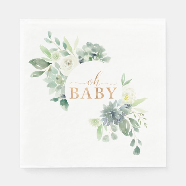 Oh Baby Succulent Baby Dusche Napkins Serviette (Vorderseite)