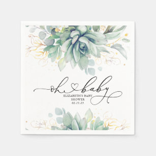 Oh Baby Succulents Gold Greenery Baby Dusche Serviette