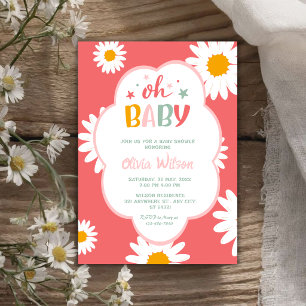 Oh Baby Süße Blumen-Mädchen-Babyparty mit Gänseblü Einladung