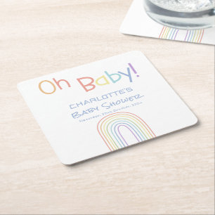 Oh Baby! Süße Bunte Regenbogen-Baby-Party Rechteckiger Pappuntersetzer