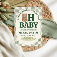 Oh Baby Süßer Bär Aquarell Matcha Babyparty
