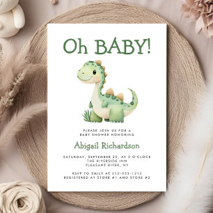 Oh Baby Süßer Grüner Dinosaurier Baby Shower Einladung
