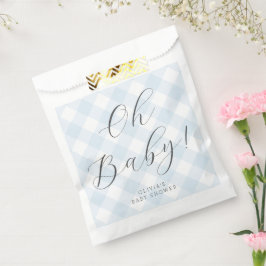 Oh Baby! Sweet Baby Blue Gingham Baby Shower Geschenktütchen