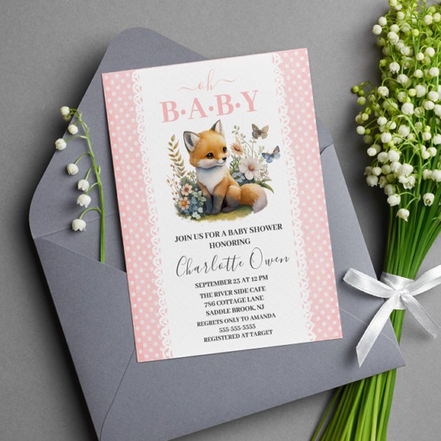Oh Baby Sweet Foxy Baby Dusche Einladung Postkarte (Von Creator hochgeladen)