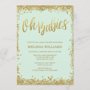 Oh Baby-tadellose GoldGlitzer-Baby-Dusche Einladung