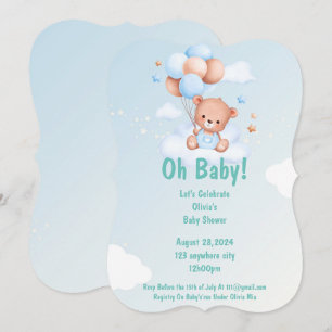 OH BABY TEDDY BEAR BABY SHOWER EINLADUNG FÜR JUNGE