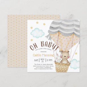 Oh Baby Teddy Bear Woodland Neutral Baby Dusche Einladung