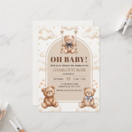 Oh Baby Teddybär Schaukel Bogen Einladungskarte zu Einladung