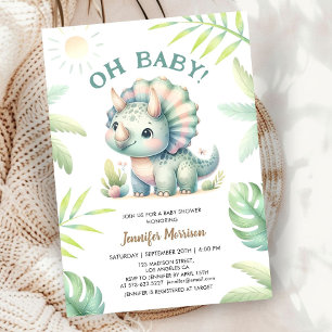 Oh, Baby! Triceratops Dinosaur Babydusche Einladung