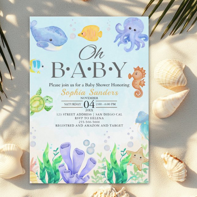 Oh Baby Under Sea Baby Shower Einladung (Von Creator hochgeladen)