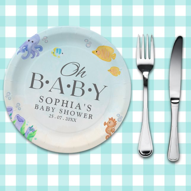 Oh Baby Under Sea Baby Shower Pappteller (Von Creator hochgeladen)
