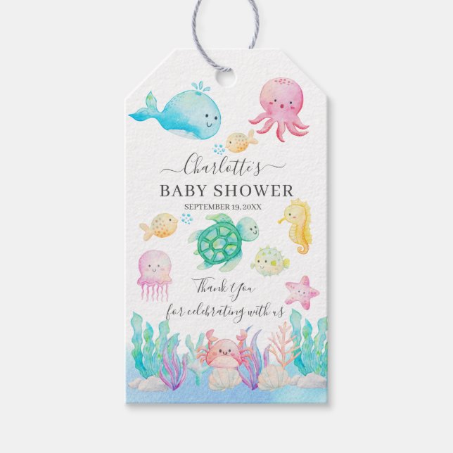 Oh Baby unter der Sea Baby Dusche Geschenkanhänger (Vorderseite)