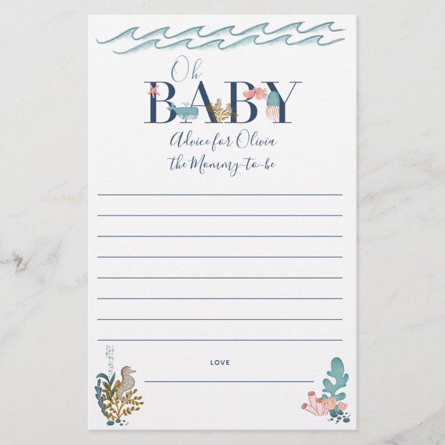 Oh Baby unter der Sea Baby Dusche Kinderbetreuung Flyer (Vorne)