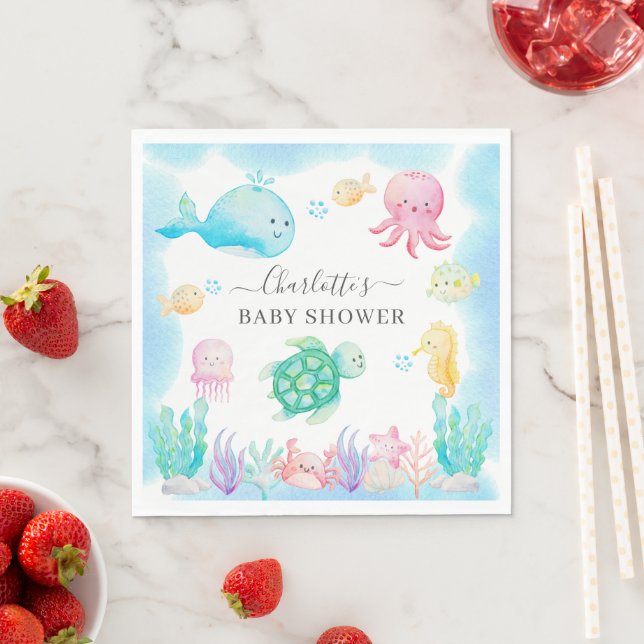 Oh Baby unter der Sea Baby Dusche Serviette (Beispiel)