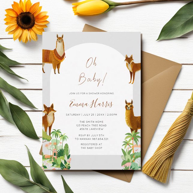 Oh Baby Vintag Wüste Lama Coyoute Babydusche Einladung (Von Creator hochgeladen)