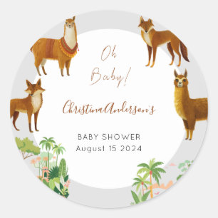 Oh Baby Vintag Wüste Lama Coyoute Babydusche Runder Aufkleber