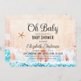 Oh Baby Watercolor Beach Baby Dusche Einladung