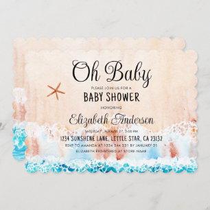 Oh Baby Watercolor Beach Baby Dusche Einladung