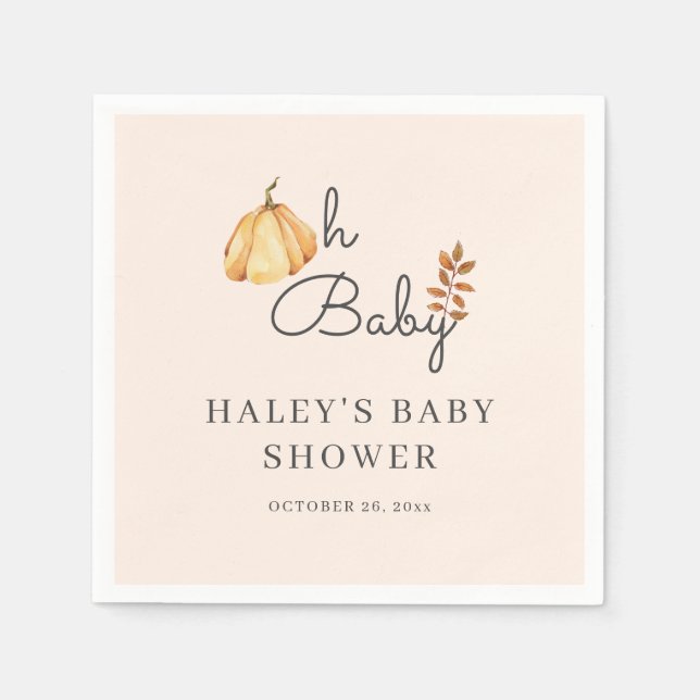 Oh Baby Watercolor Pumpkin Fall Rustic Baby Dusche Serviette (Vorderseite)