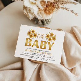 Oh Baby Watercolor Rose Gold Baby Shower Einladung