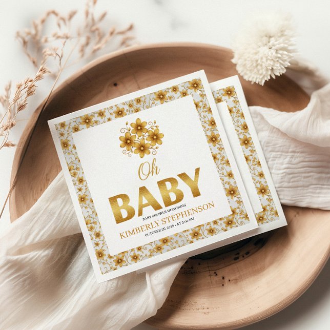 Oh Baby Watercolor Rose Gold Baby Shower Serviette (Von Creator hochgeladen)