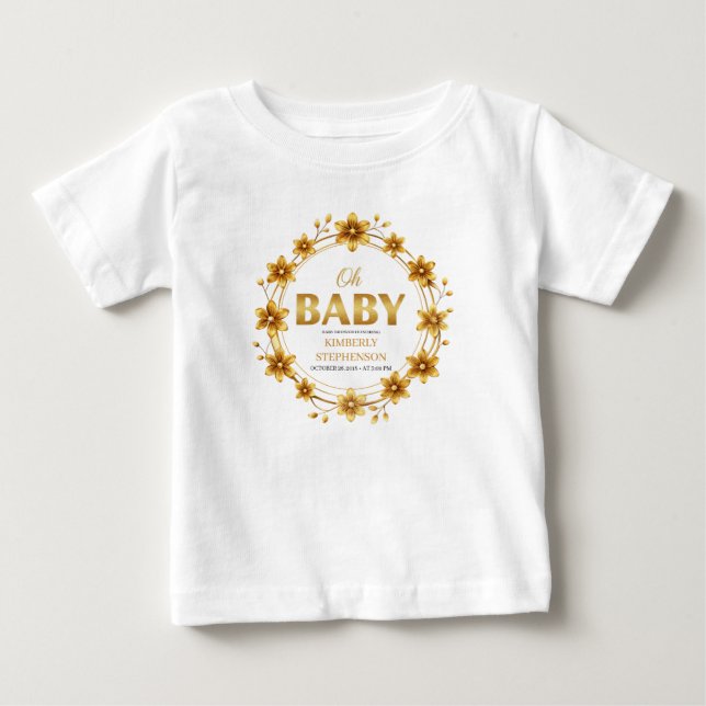 Oh Baby Watercolor Rose Gold Baby Shower T-shirt (Vorderseite)