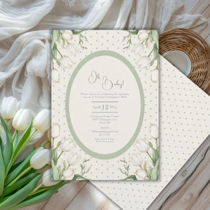 Oh Baby Weiße Tulpen Vintage Babyparty Einladung