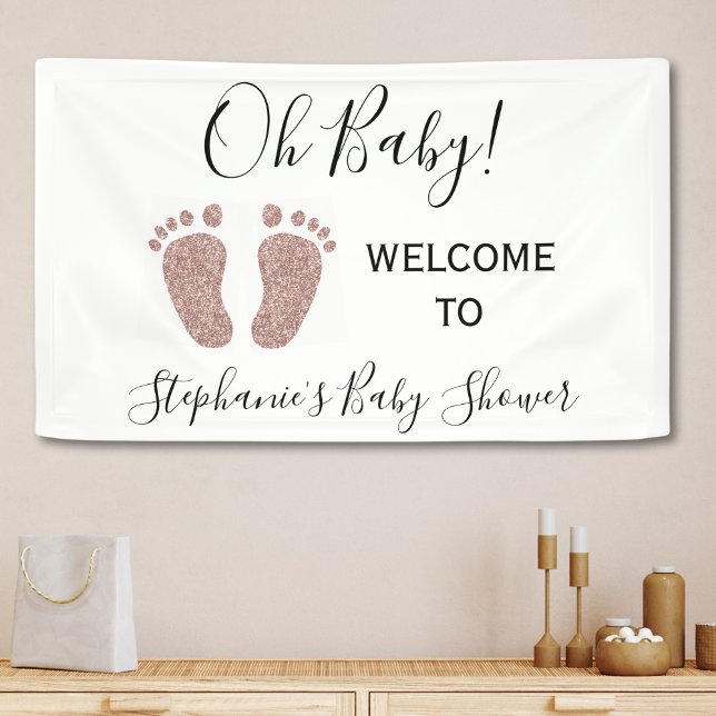 Oh Baby Welcome Girl's Baby Shower Banner (Von Creator hochgeladen)