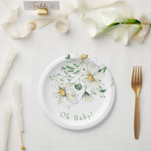 Oh Baby White Daisies Dusche Pappteller