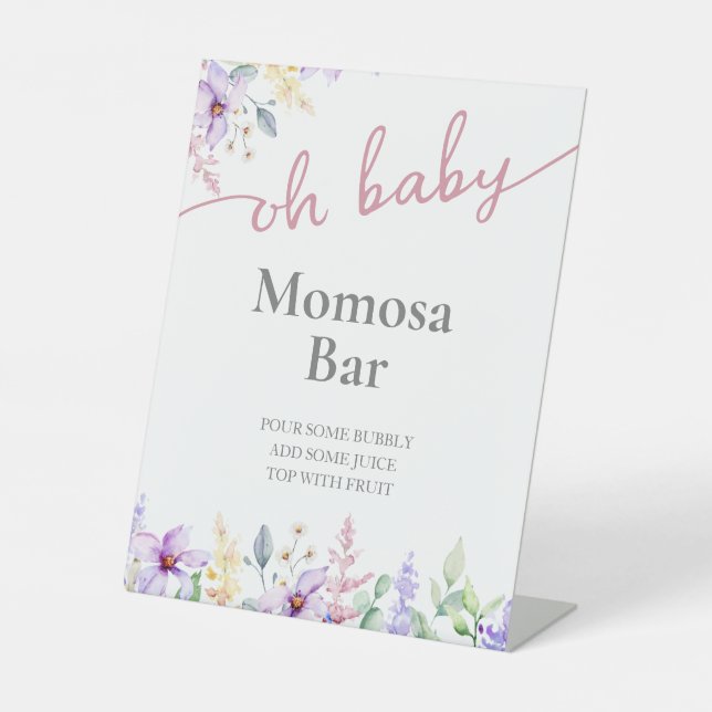 Oh, Baby! Wildblume Girl Baby Shower Momosa Sockelschild (Vorderseite)