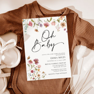 Oh Baby Wildblume Thema Kinderdusche Einladung