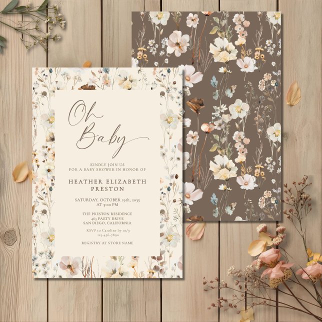 Oh Baby Wildflower Rustic Baby Shower  Einladung (Von Creator hochgeladen)