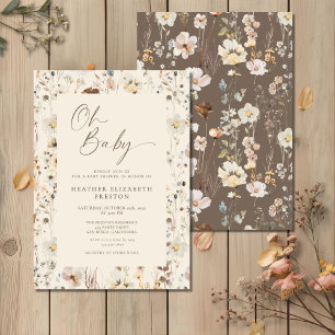 Oh Baby Wildflower Rustikale Babyparty Einladung