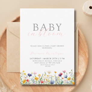 Oh Baby Wildflower Wiese Florales Babyshower Einladung