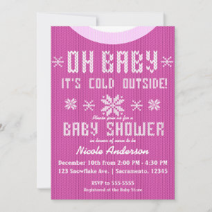 OH BABY Winter Babyparty Strickpullover Rosa Einladung