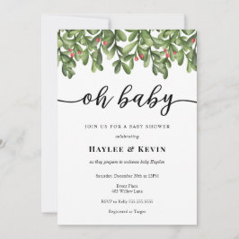 "Oh Baby" Winter Greenery Baby Dusche Einladung