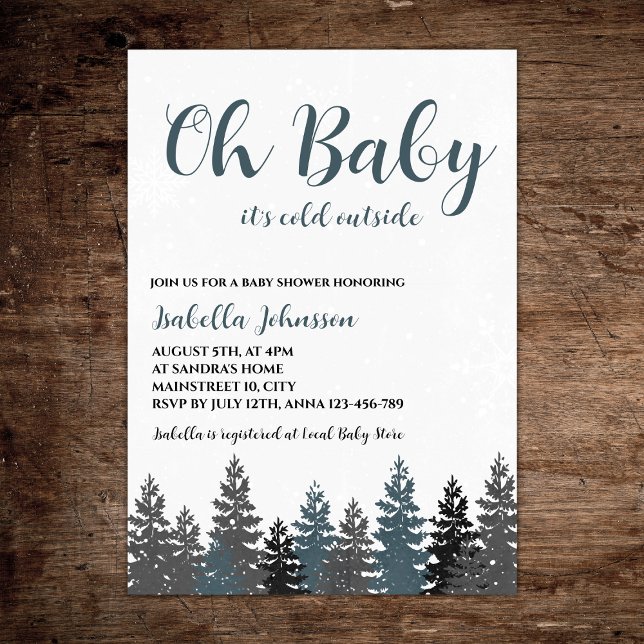 Oh Baby Winter Wonderland Baby Dusche Einladung (oh baby it's cold outside winter wonderland  baby shower invitation gender neutral)