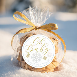 Oh Baby Winter Wonderland Blue Baby Shower Favor Runder Aufkleber