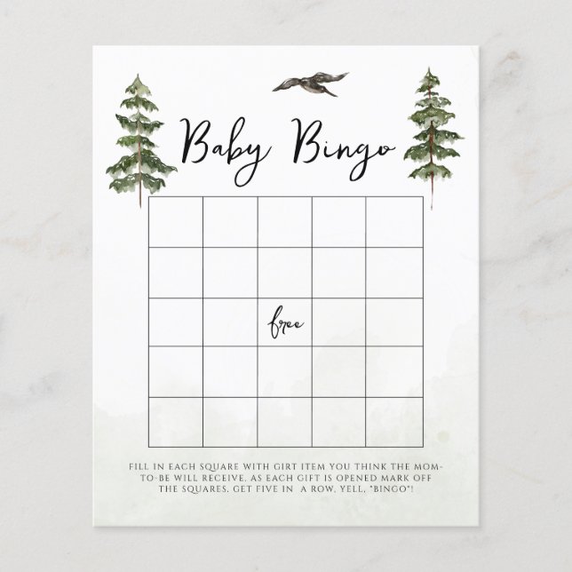 Oh Baby Woodland Watercolor Baby Bingo Spiel (Vorderseite)