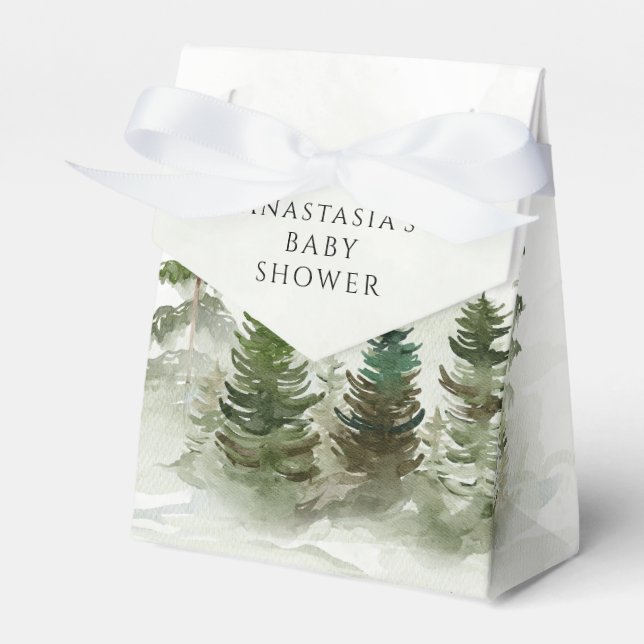 Oh Baby Woodland Watercolor Rustic Baby Dusche Geschenkschachtel (Vorderseite)