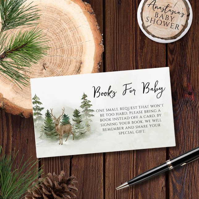 Oh Baby Woodland Watercolor Rustikales Gästebuch Begleitkarte (Von Creator hochgeladen)