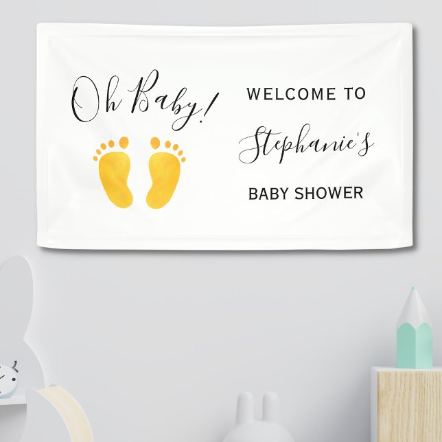 Oh Baby Yellow Welcome Baby Dusche Banner (Von Creator hochgeladen)