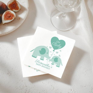 Oh Baby Zauberhafter Hellgrüner Elefant Baby Showe Serviette