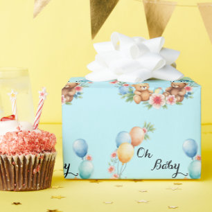 Oh Babyduschtedys und Ballons Geschenkpapier