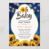 Oh Babyparty-rustikales Sonnenblume-Marine-Blau