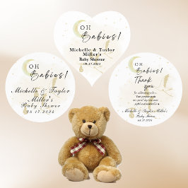 Oh Babys! Aufkleber Baby Shower Neutral Twin Stork