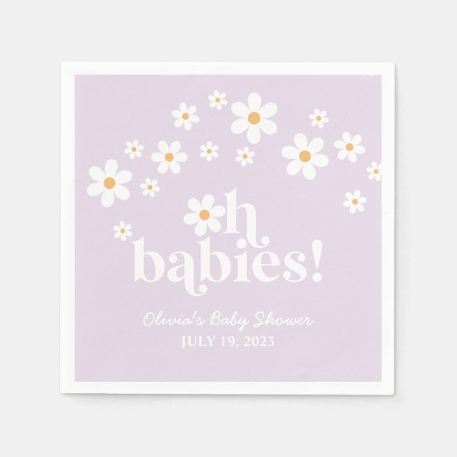 Oh Babys! Daisy lilac Baby Shower Serviette (Vorderseite)