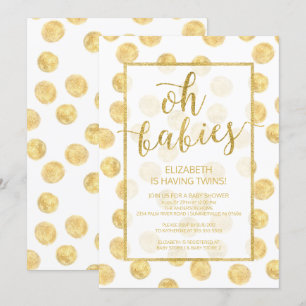 Oh Babys! Gold Dots Twins Baby Dusche Einladung