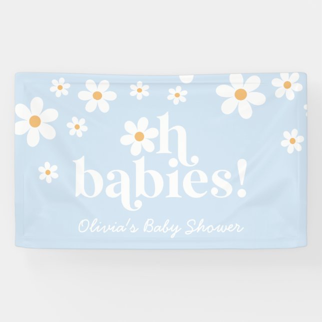 Oh Babys! Retro Daisy Boho Babydusche Banner (Horizontal)